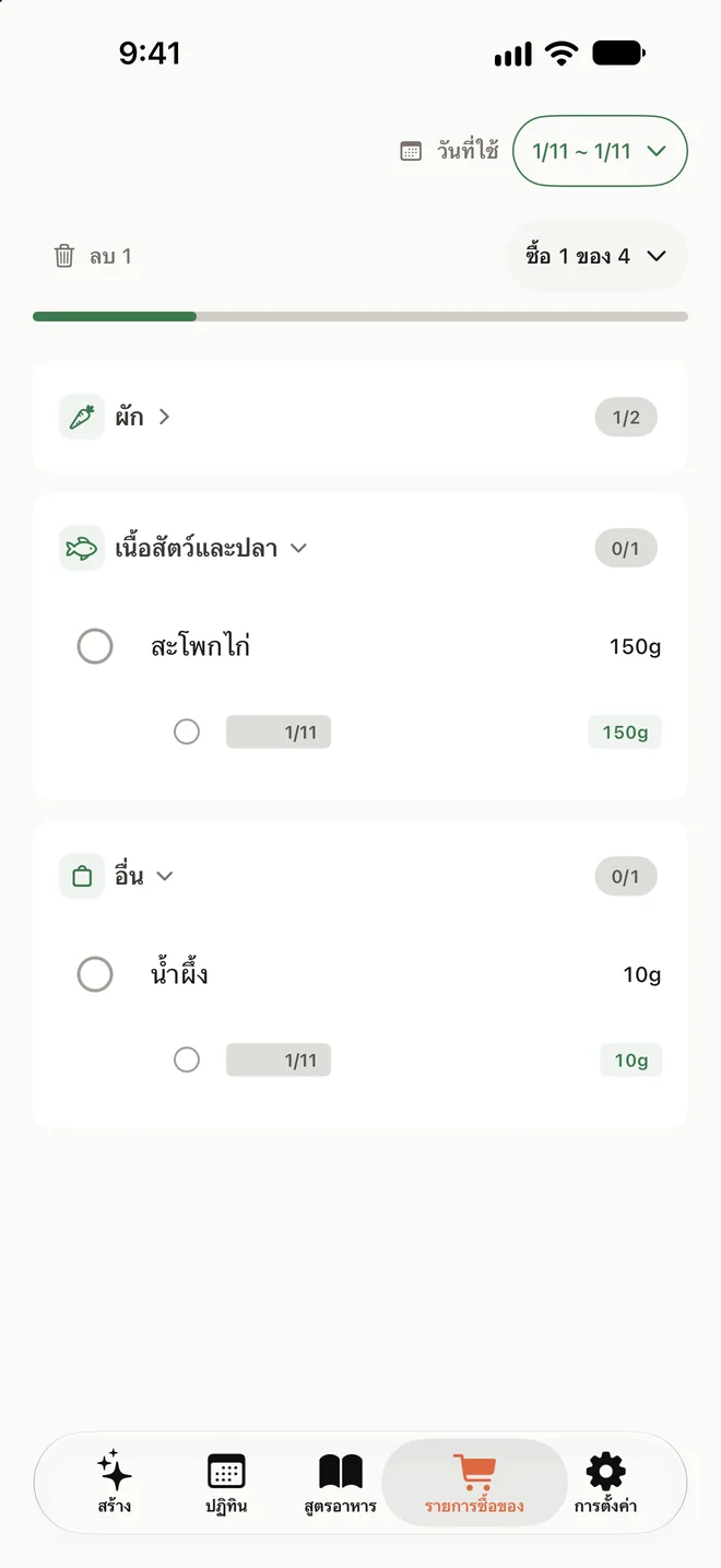 หน้ารายการซื้อของ